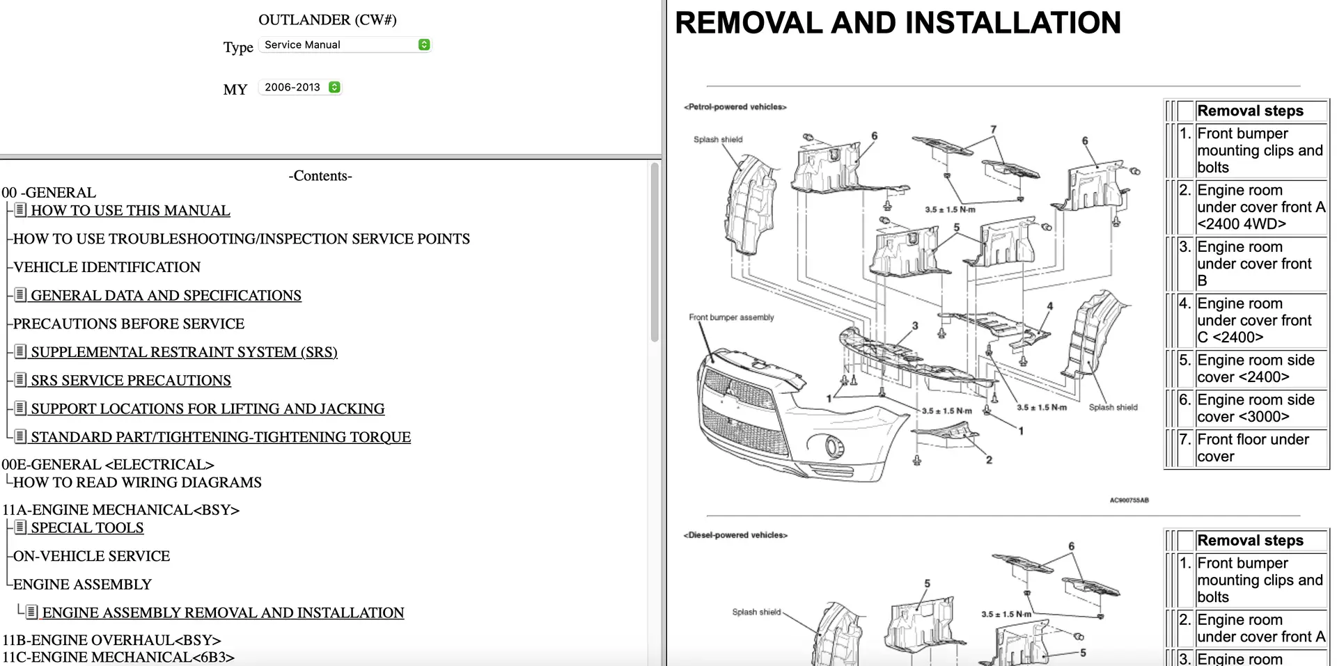 Mitsubishi Outlander Workshop and Wiring Manual 2006-2013 - Image 5